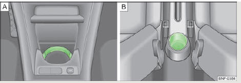 Skoda Citigo. Abb. 43 Mittelkonsole: Getränkehalter vorn/hinten