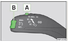 Skoda Citigo. Abb. 66Blinker- und Fernlichthebel:  Wippe und Schalter der GRA