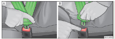 Skoda Citigo. Abb. 79 Sicherheitsgurt anlegen / ablegen