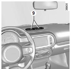 Renault Twingo. Luftdüsen in Armaturenbrettmitte