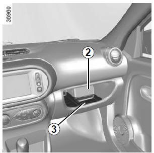 Renault Twingo. Ablagefach im Armaturenbrett 2