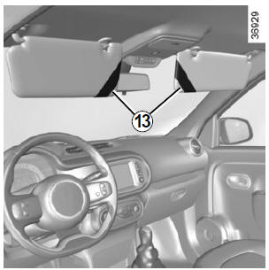 Renault Twingo. Ablage an der Sonnenblende 13