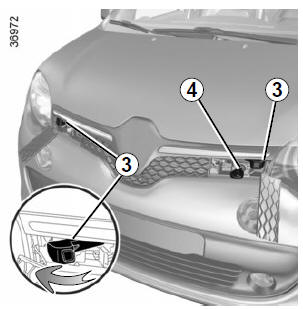 Renault Twingo. Verriegelung der Haube