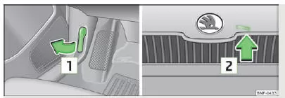 Skoda Citigo. Abb. 95 Motorraumklappe entriegeln