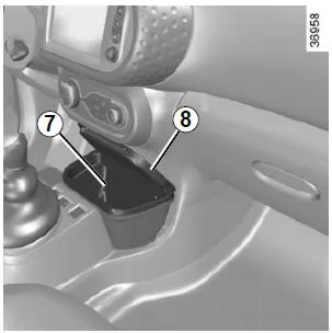 Renault Twingo. Ablagefach der Mittelkonsole 7