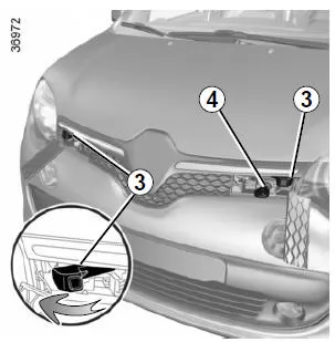 Renault Twingo. Verriegelung der Haube